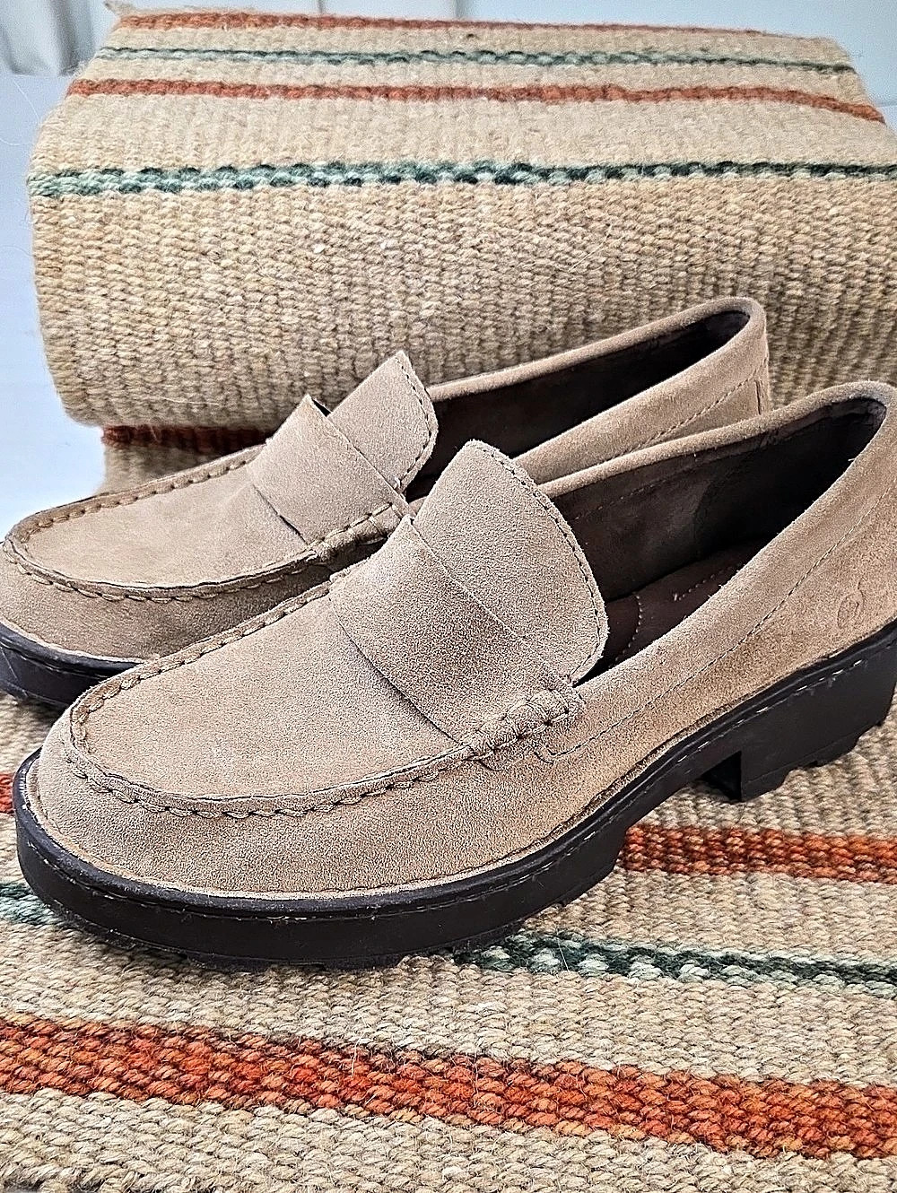 Born Carrera Leather Suede Loafers US 7M